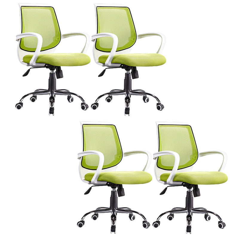 Contemporary Arm Chair Green Fixed Arms Adjustable Seat Height Office Chair