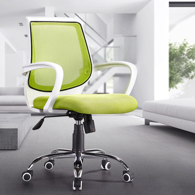 Contemporary Arm Chair Green Fixed Arms Adjustable Seat Height Office Chair