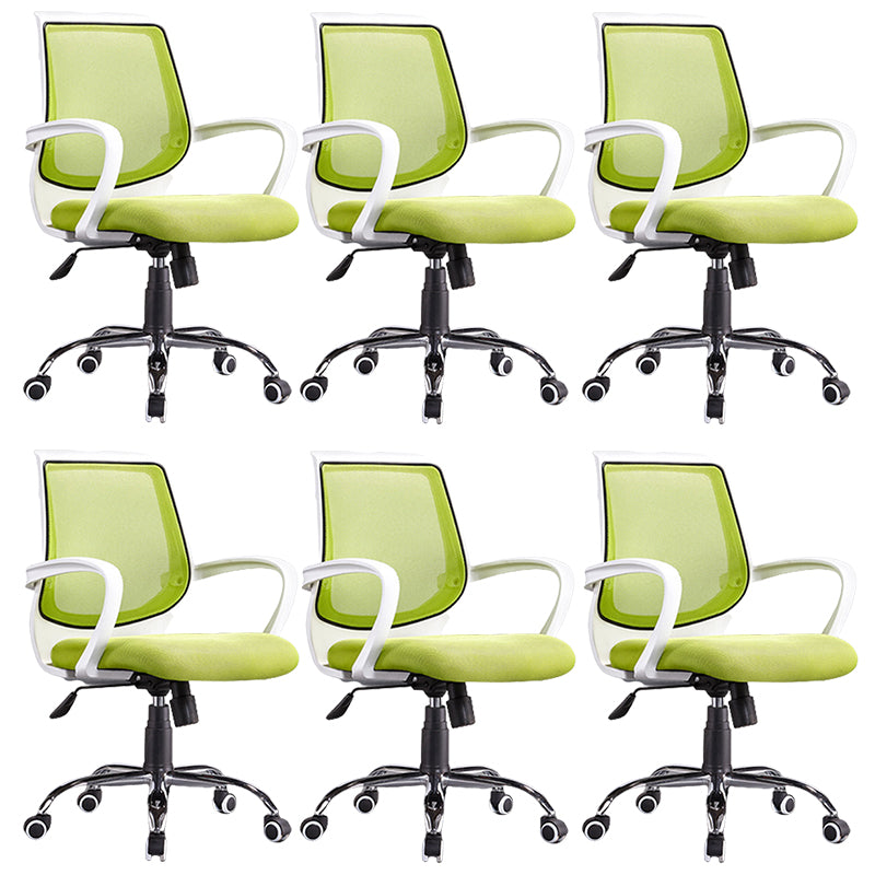 Contemporary Arm Chair Green Fixed Arms Adjustable Seat Height Office Chair