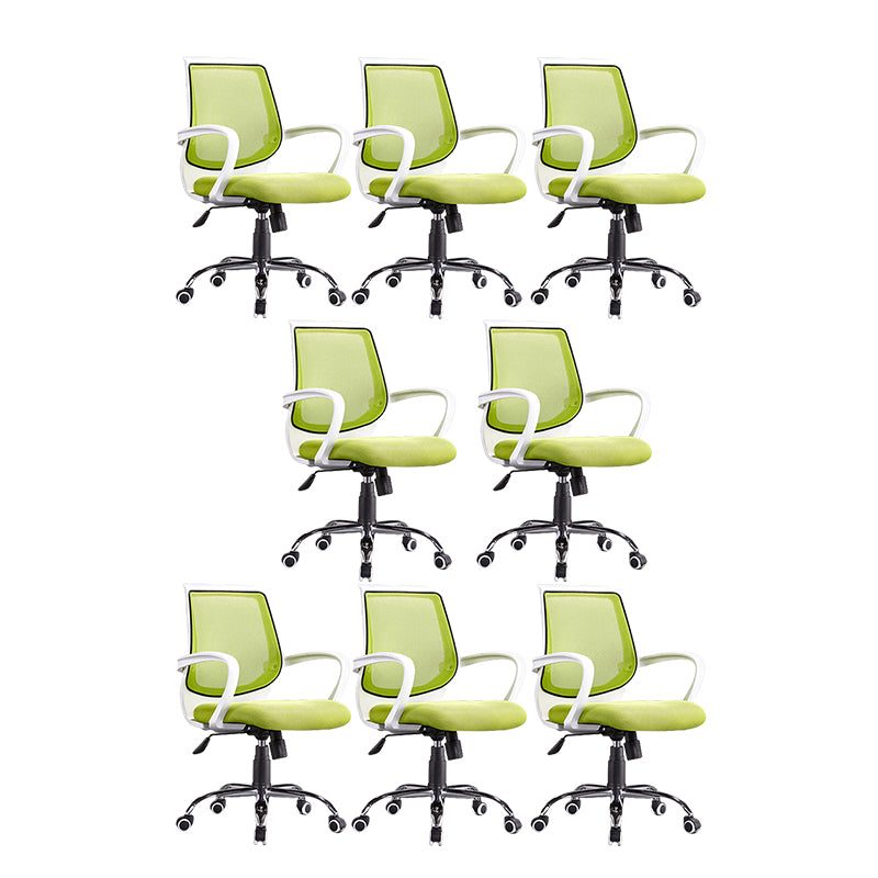 Contemporary Arm Chair Green Fixed Arms Adjustable Seat Height Office Chair