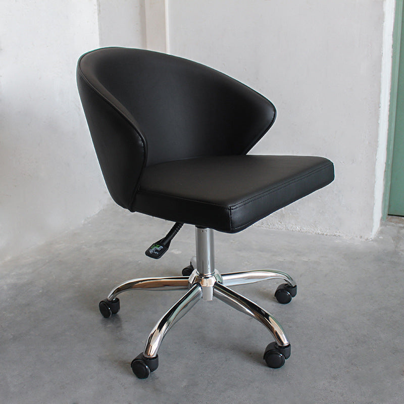 Modern Armless Black Office Chair  Height-adjustable Chair with Wheels