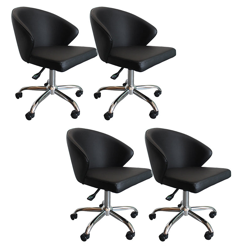 Modern Armless Black Office Chair  Height-adjustable Chair with Wheels