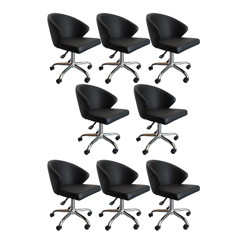 Modern Armless Black Office Chair  Height-adjustable Chair with Wheels