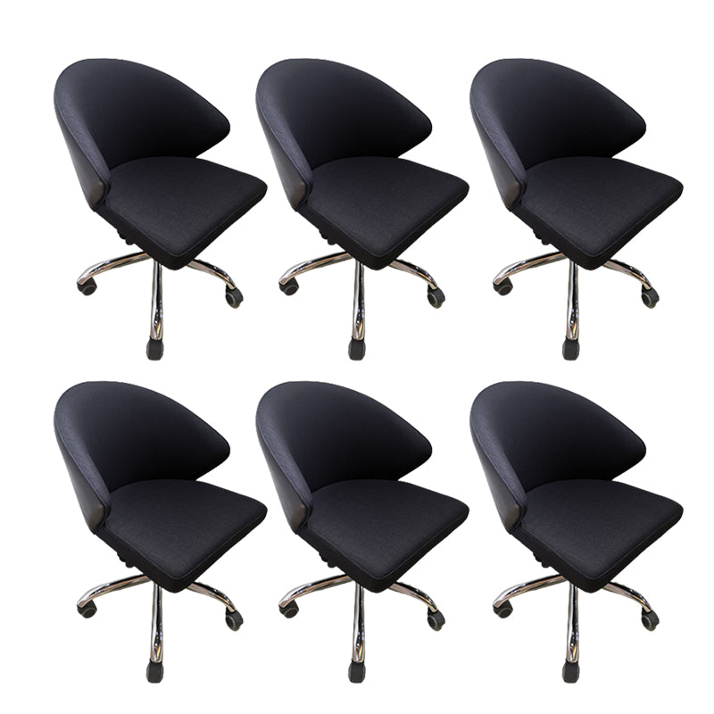 Modern Armless Black Office Chair  Height-adjustable Chair with Wheels