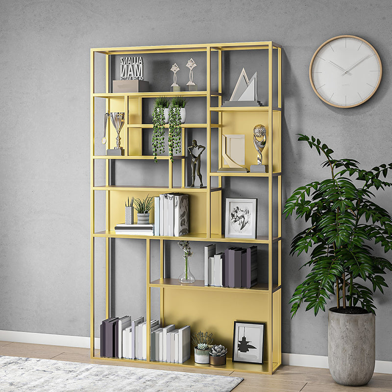 Metal and Wood Modern Book Shelf Open Floor Shelf Bookcase for Home