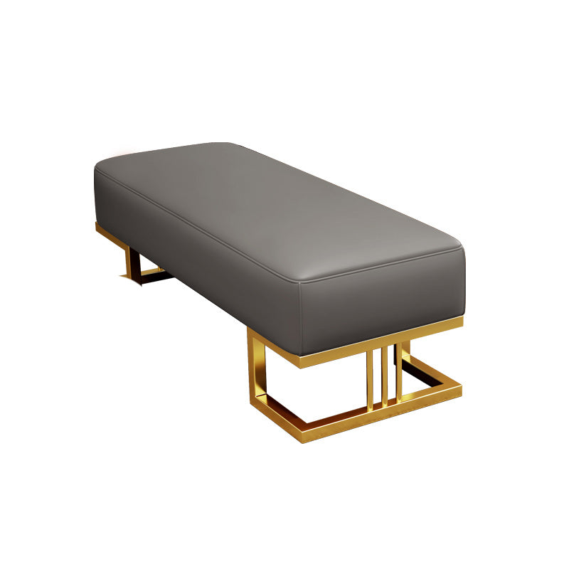 Glam Rectangle Bench with Legs Faux Leather Foam Bench for Home Office