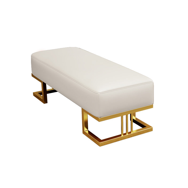 Glam Rectangle Bench with Legs Faux Leather Foam Bench for Home Office