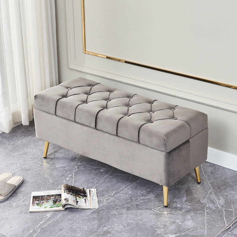 17.7" H Glam Upholstered Bench Tufted Seating Bench with Storage