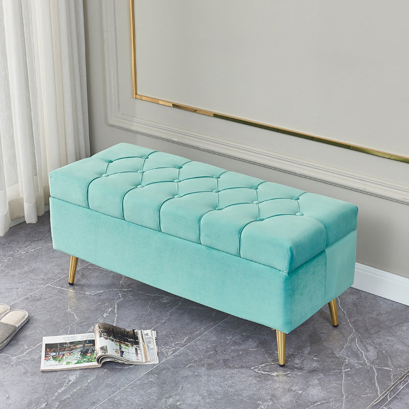 17.7" H Glam Upholstered Bench Tufted Seating Bench with Storage