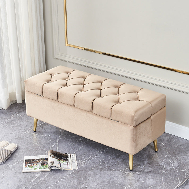 17.7" H Glam Upholstered Bench Tufted Seating Bench with Storage