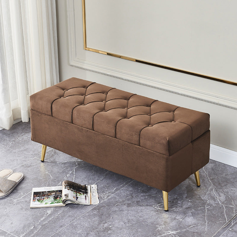 17.7" H Glam Upholstered Bench Tufted Seating Bench with Storage