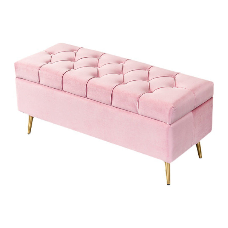 17.7" H Glam Upholstered Bench Tufted Seating Bench with Storage