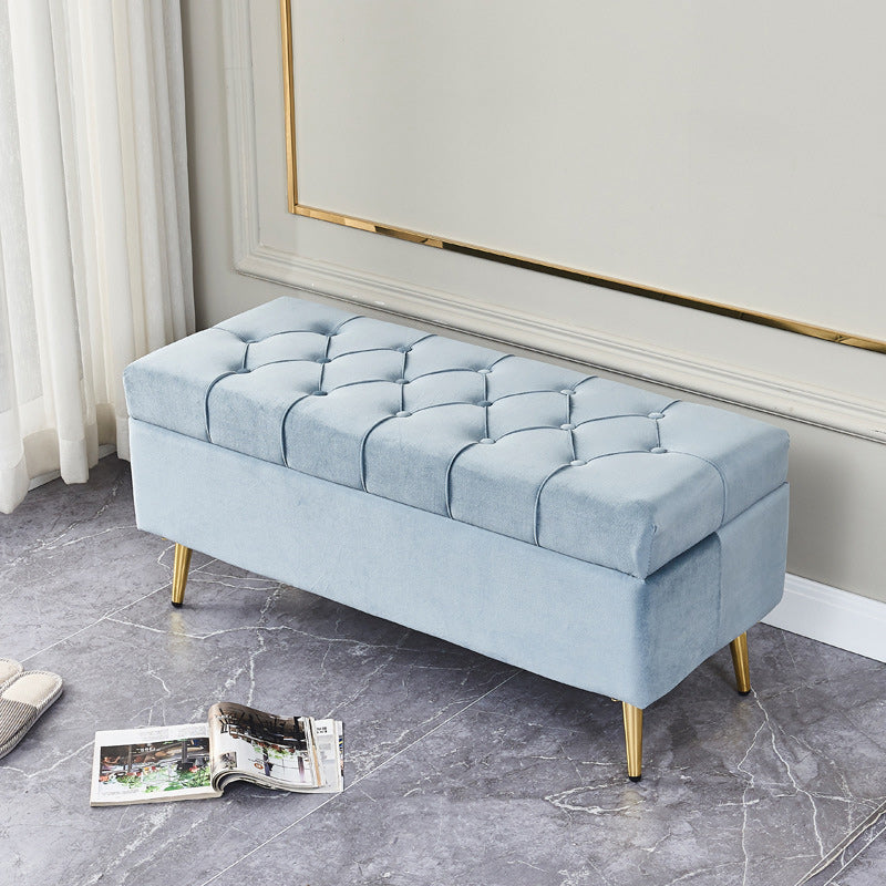 17.7" H Glam Upholstered Bench Tufted Seating Bench with Storage