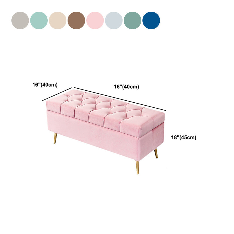 17.7" H Glam Upholstered Bench Tufted Seating Bench with Storage