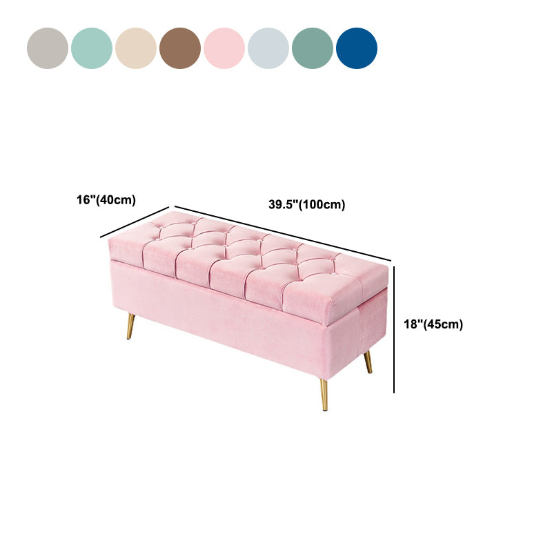 17.7" H Glam Upholstered Bench Tufted Seating Bench with Storage