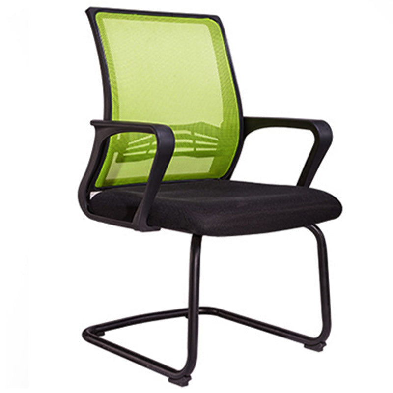 Contemporary Arm Chair Green Fixed Arms Adjustable Lumbar Support Office Chair