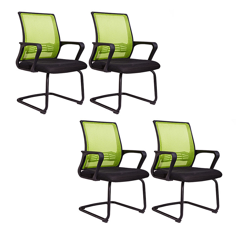 Contemporary Arm Chair Green Fixed Arms Adjustable Lumbar Support Office Chair