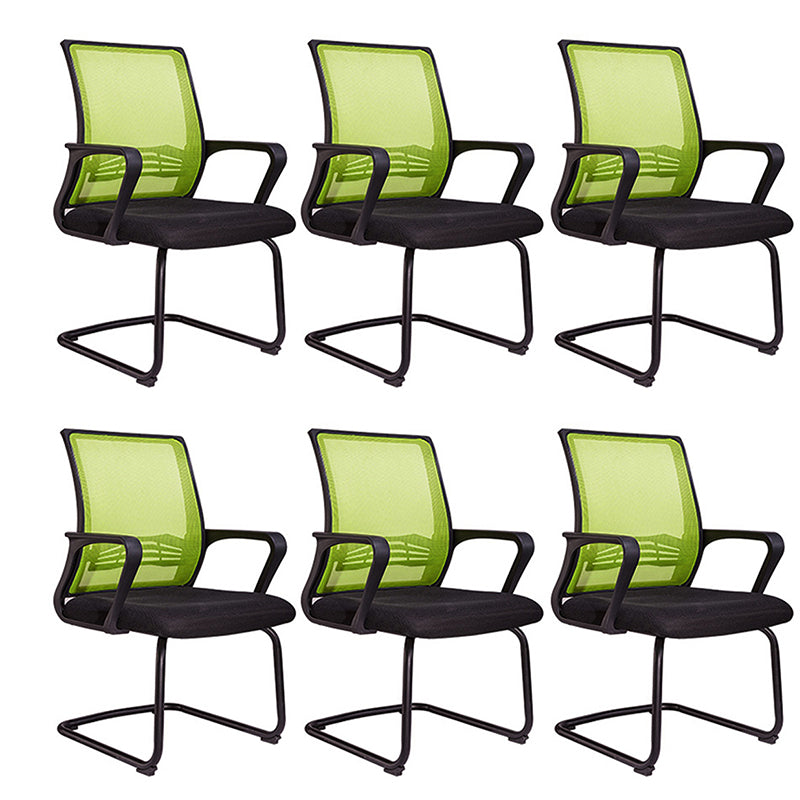 Contemporary Arm Chair Green Fixed Arms Adjustable Lumbar Support Office Chair