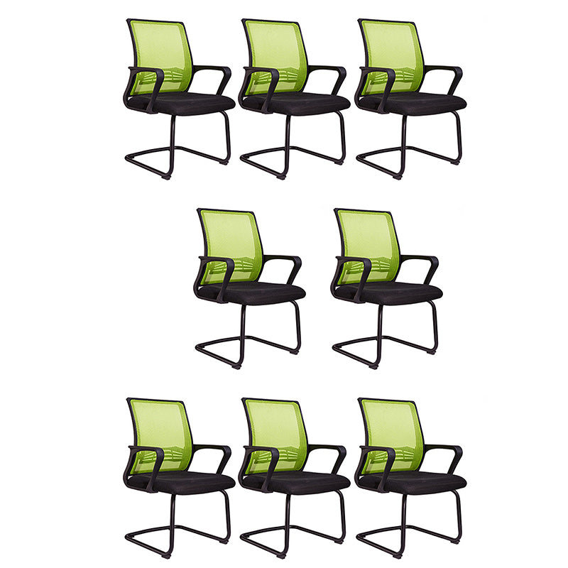 Contemporary Arm Chair Green Fixed Arms Adjustable Lumbar Support Office Chair