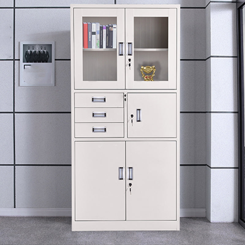 Contemporary File Cabinets Metal Frame Solid Color Vertical File Cabinet with Key Lock