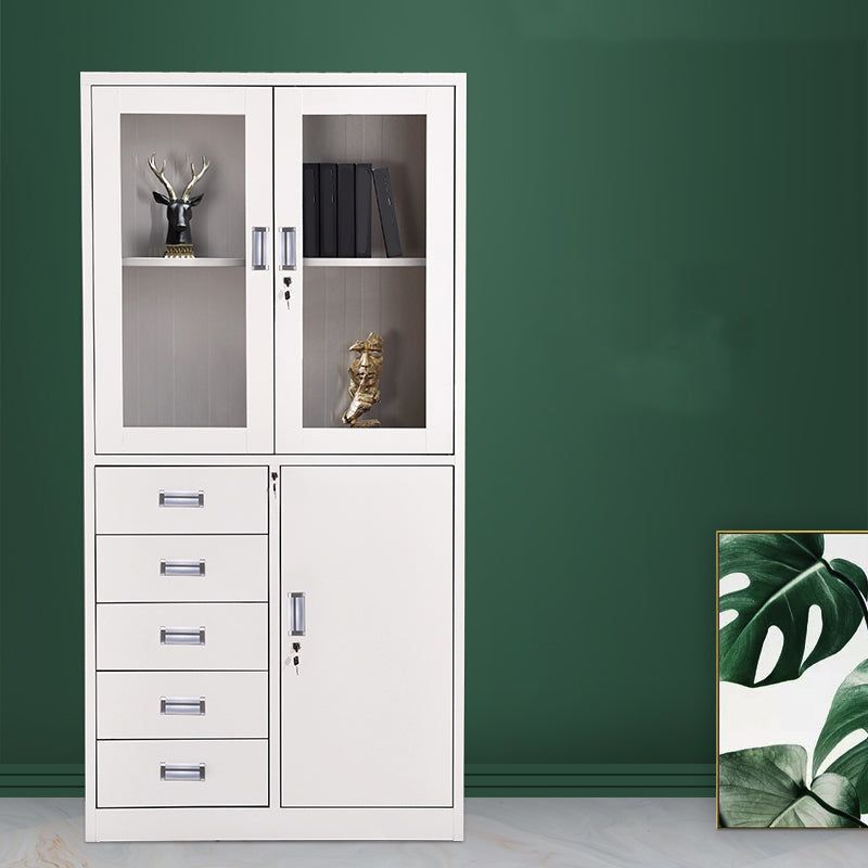 Contemporary File Cabinets Metal Frame Solid Color Vertical File Cabinet with Key Lock