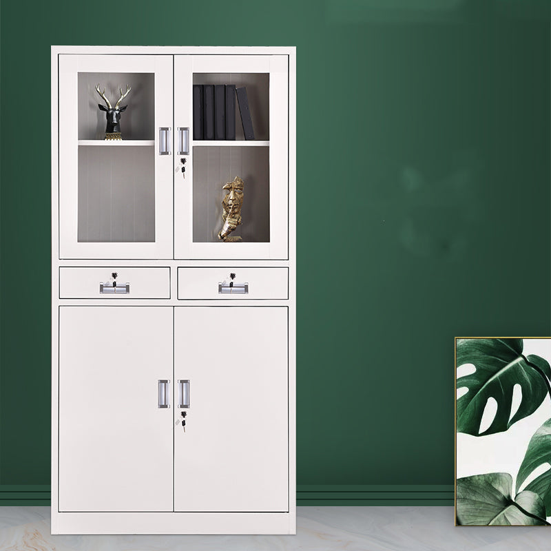 Contemporary File Cabinets Metal Frame Solid Color Vertical File Cabinet with Key Lock