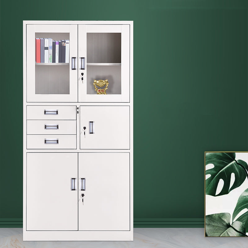 Contemporary File Cabinets Metal Frame Solid Color Vertical File Cabinet with Key Lock