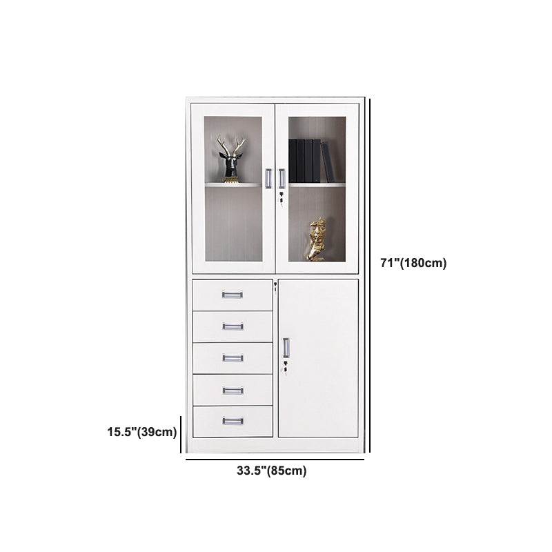 Contemporary File Cabinets Metal Frame Solid Color Vertical File Cabinet with Key Lock