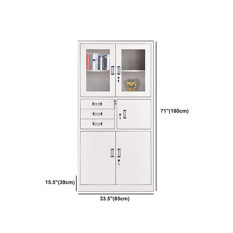 Contemporary File Cabinets Metal Frame Solid Color Vertical File Cabinet with Key Lock