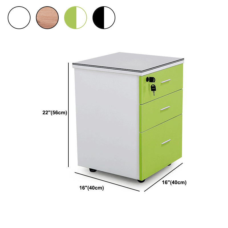 Modern Cabinet Wood with Locking Drawers Filing Cabinet on Castors