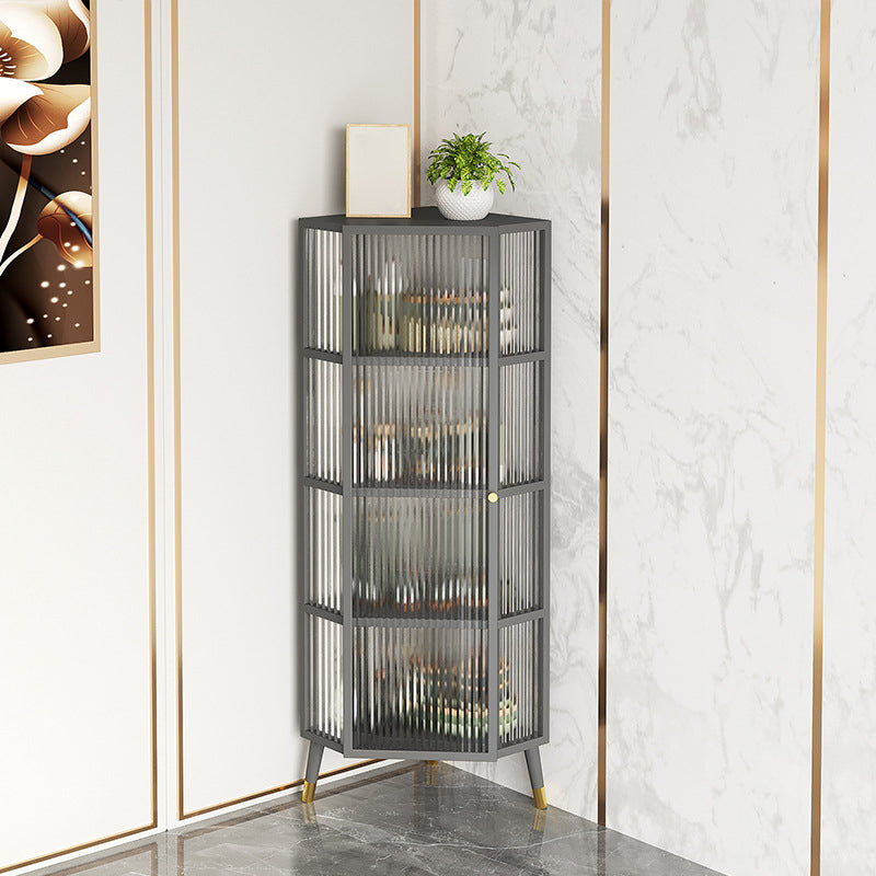 Modern Corner Display Cabinet Glass Door Storage Cabinet for Living Room