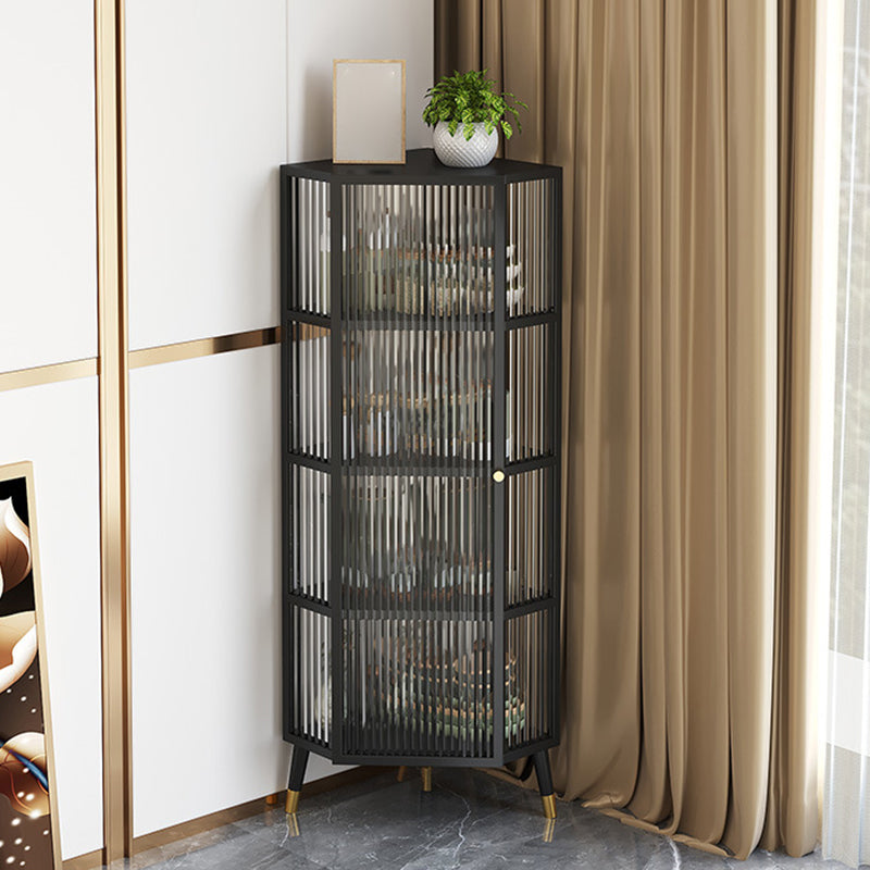 Modern Corner Display Cabinet Glass Door Storage Cabinet for Living Room