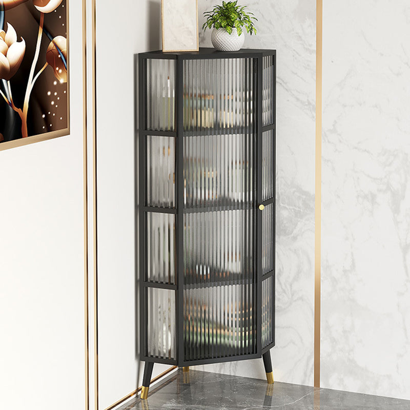 Modern Corner Display Cabinet Glass Door Storage Cabinet for Living Room