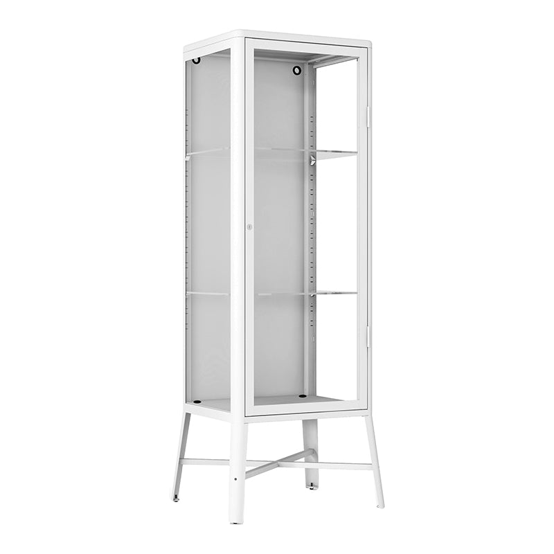 Metal Modern Curio Cabinet Glass Doors Adjustable Display Cabinet for Living Room