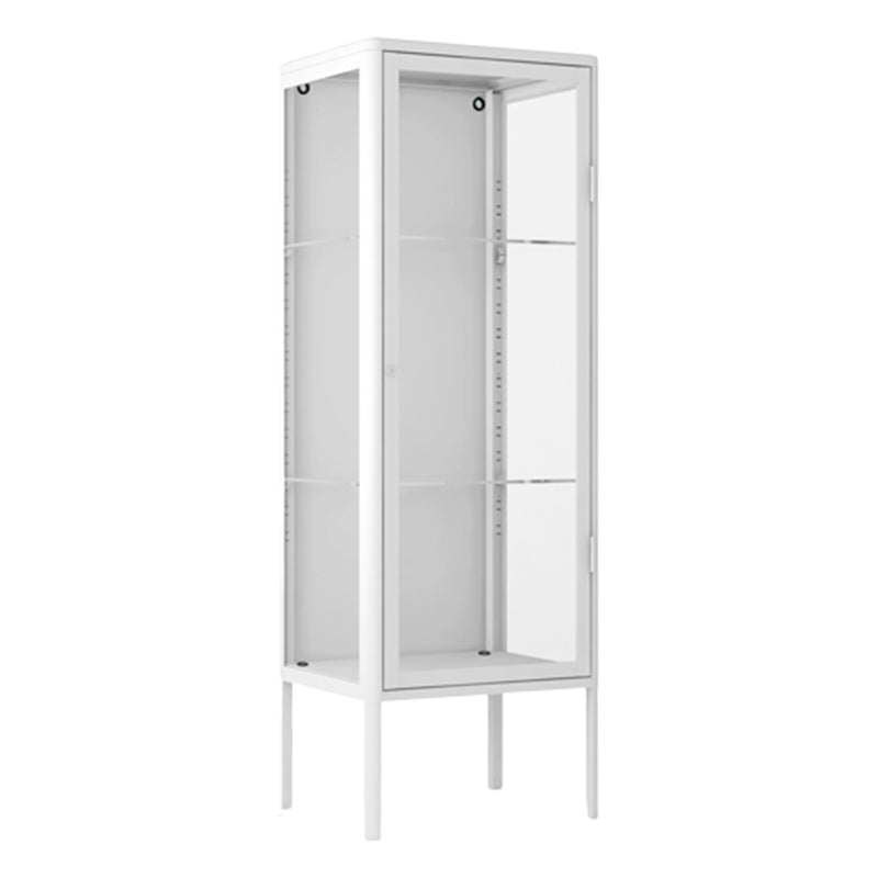 Metal Modern Curio Cabinet Glass Doors Adjustable Display Cabinet for Living Room