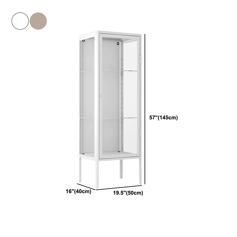 Metal Modern Curio Cabinet Glass Doors Adjustable Display Cabinet for Living Room