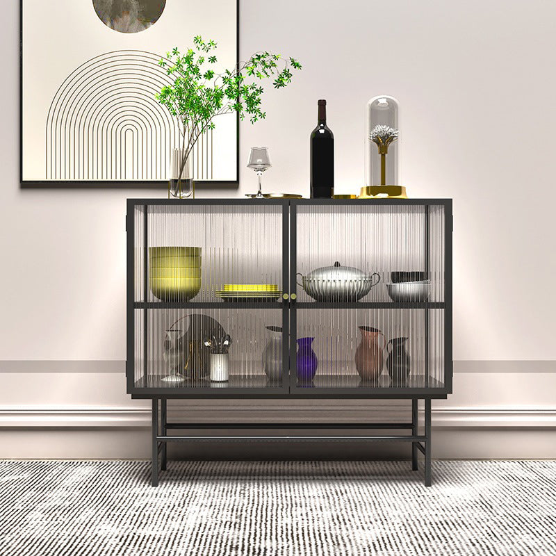 Modern Metal Display Stand Glass Doors Display Cabinet for Living Room