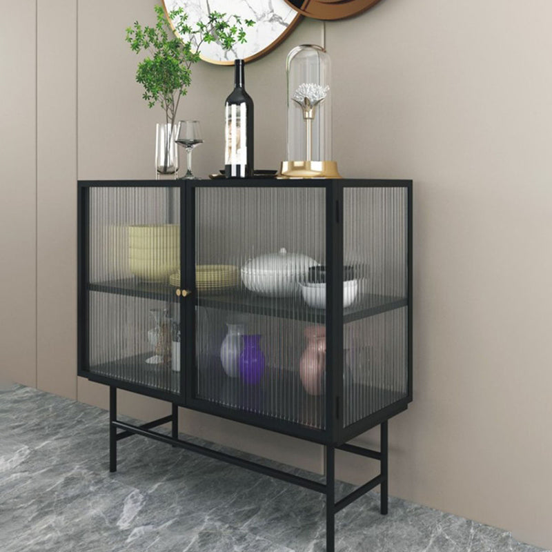 Modern Metal Display Stand Glass Doors Display Cabinet for Living Room