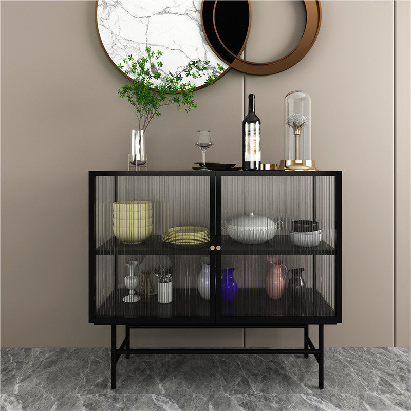 Modern Metal Display Stand Glass Doors Display Cabinet for Living Room