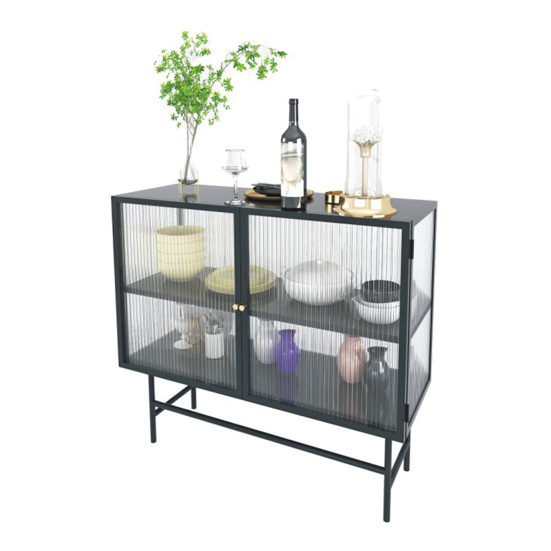 Modern Metal Display Stand Glass Doors Display Cabinet for Living Room