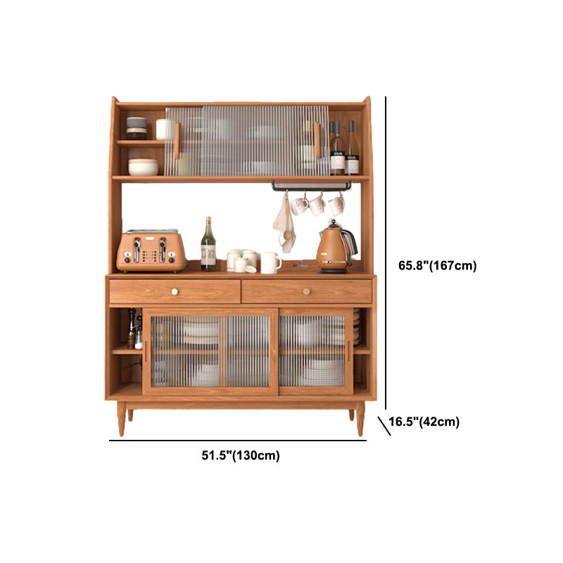 Contemporary Dining Hutch Glass Door Hutch Cabinet for Kitchen