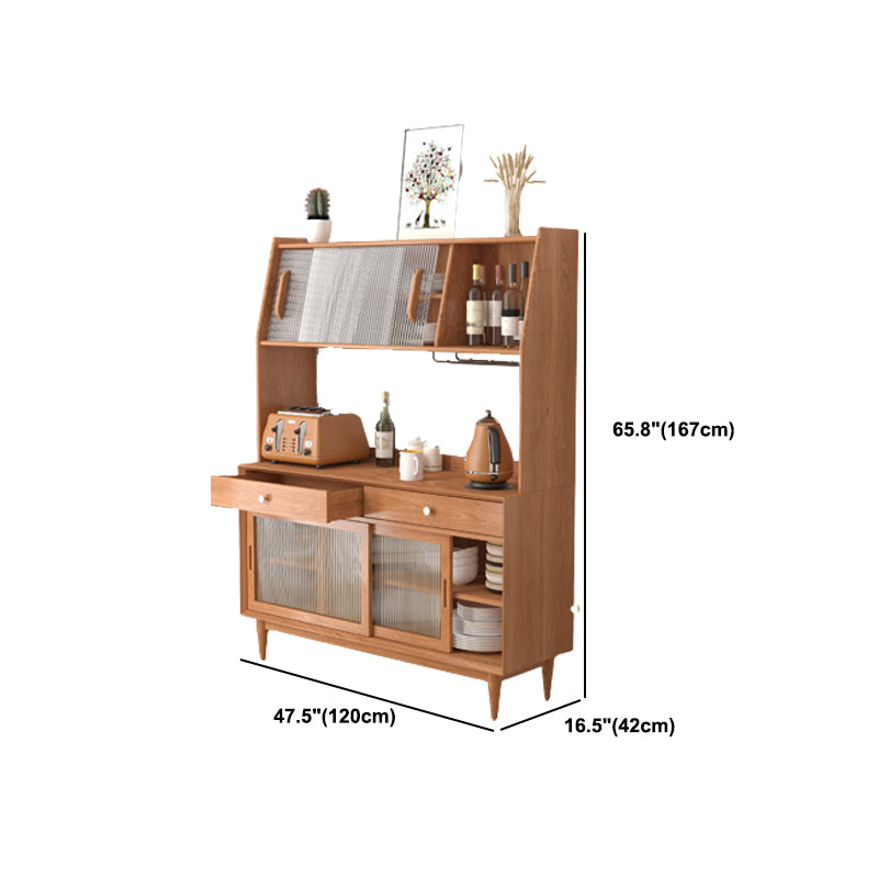 Contemporary Dining Hutch Glass Door Hutch Cabinet for Kitchen