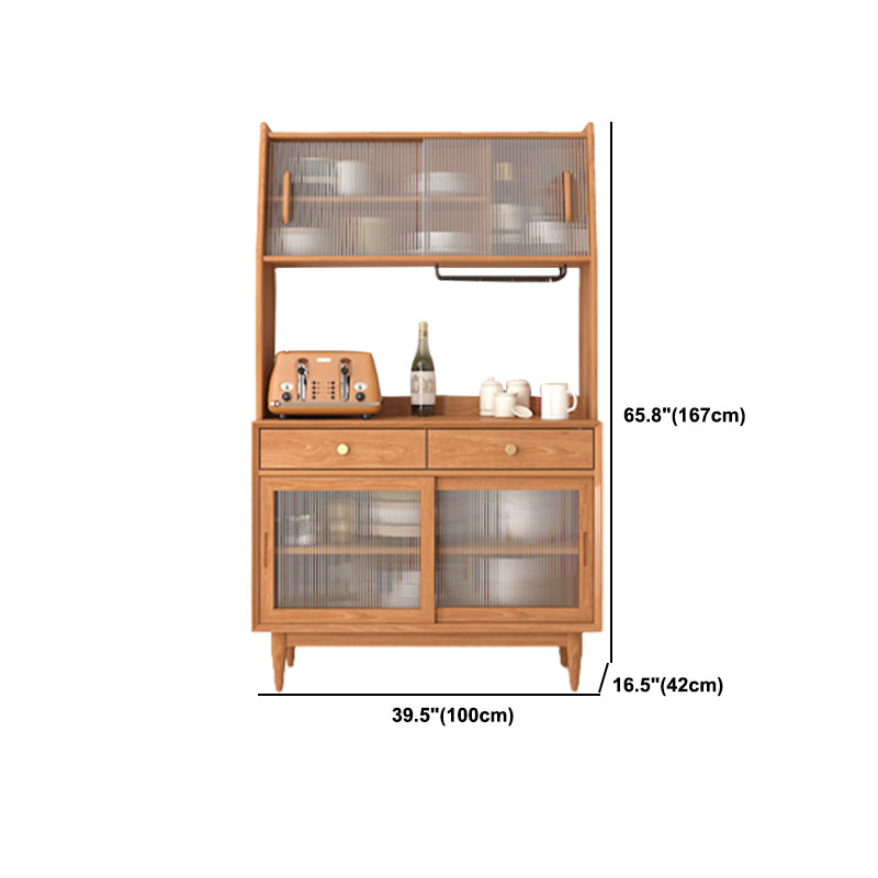 Contemporary Dining Hutch Glass Door Hutch Cabinet for Kitchen