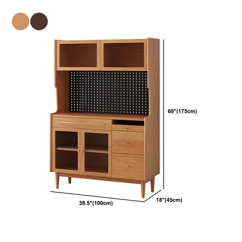 69"H Dining Hutch Glass Door Hutch Cabinet with Drawers for Kitchen