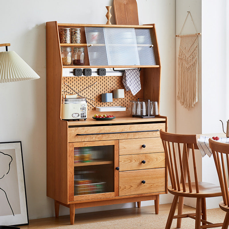 69"H Hutch Cabinet Modern Glass Door Dining Hutch for Kitchen