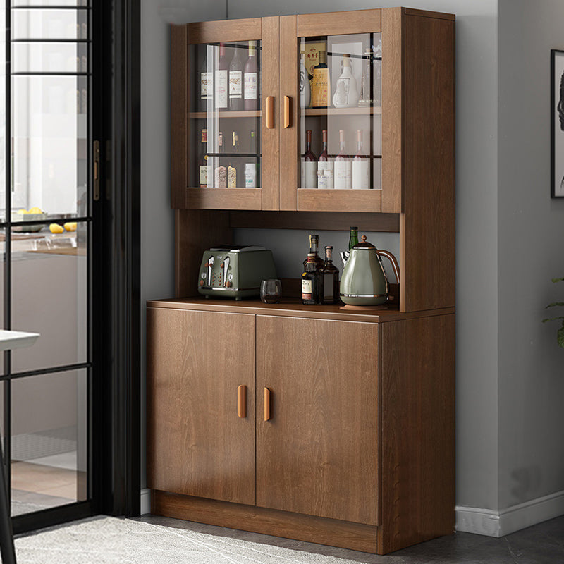 Modern Faux Wood Dining Hutch Standard 13.5" W Hutch Cabinet with Doors