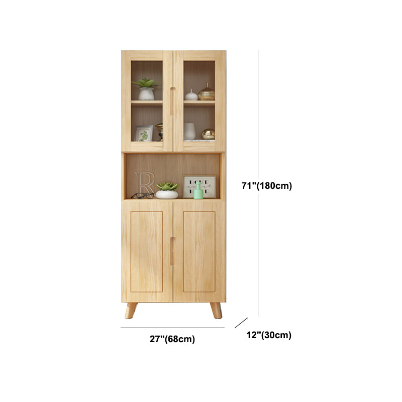 12" Wide Dining Hutch Modern Pine 2-Door Hutch Cabinet for Dining Room