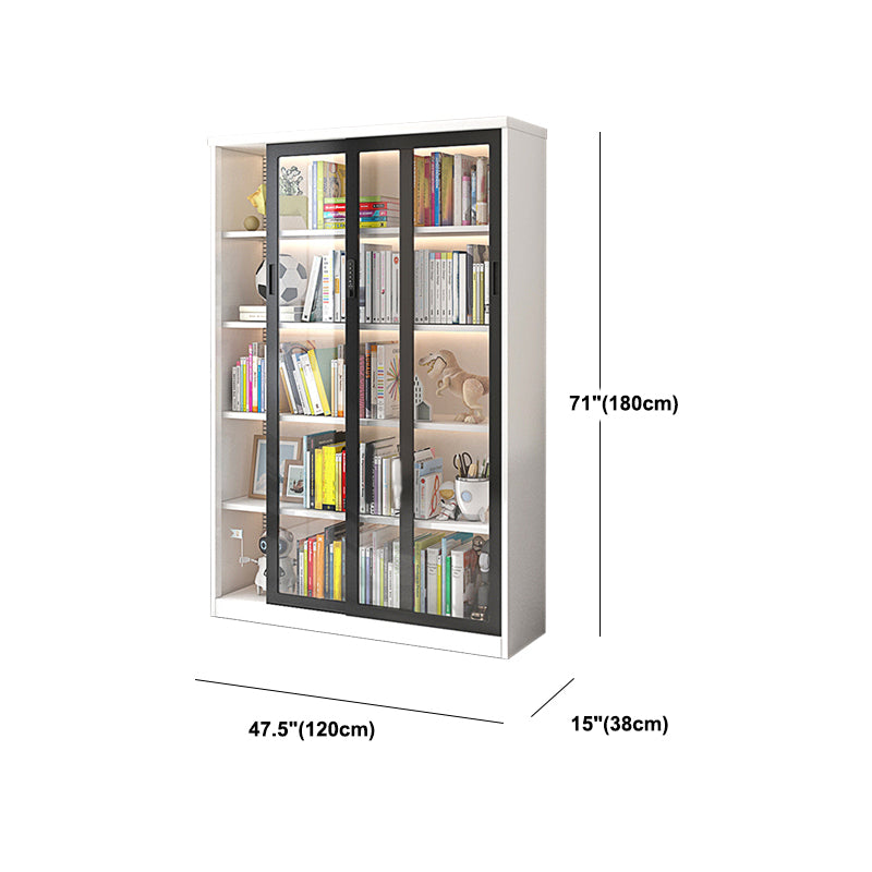 Modern Metal Storage Cabinet Glass Doors Display Cabinet with Lighting