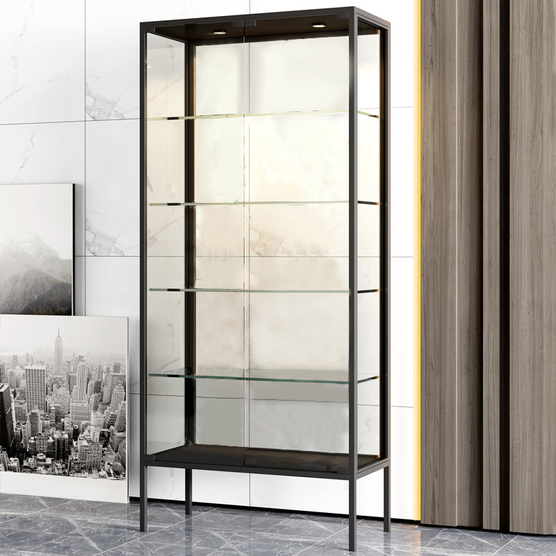 Modern Steel Curio Cabinet Standard 14" W Cabinet for Dining Room