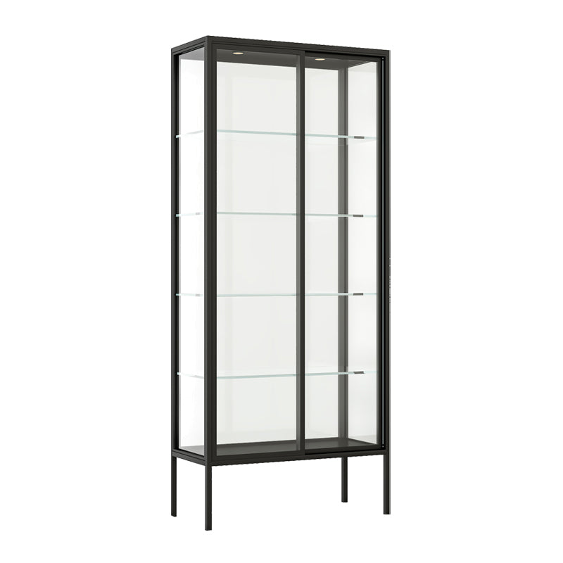 Modern Steel Curio Cabinet Standard 14" W Cabinet for Dining Room